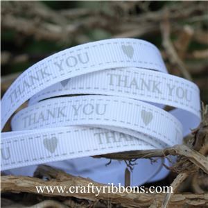 Wedding Owl Ribbon - Thank You White